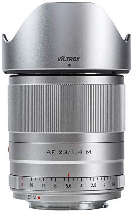 VILTROX 23mm F1.4 EF-M Objetivo Prime para Canon M3 M5 M6 M10 M50 M100 M6 II(STM, APS-C, Enfoque automático) Plateado