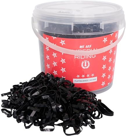 Imperial Riding Einflechtgummis IRH Profi-Box 400 g, Gummibänder zum Flechten der Pferdemähne in Aufbewahrungsbox, Schwarz, 1SIZE