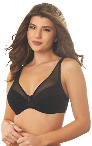 Istintiva Giulia – Reggiseno con Ferretto e rifinitura in Tulle ad Elevato Comfort | Coppe morbide Leggermente Imbottite | Spalline Regolabili | Nero, Taglia 3C