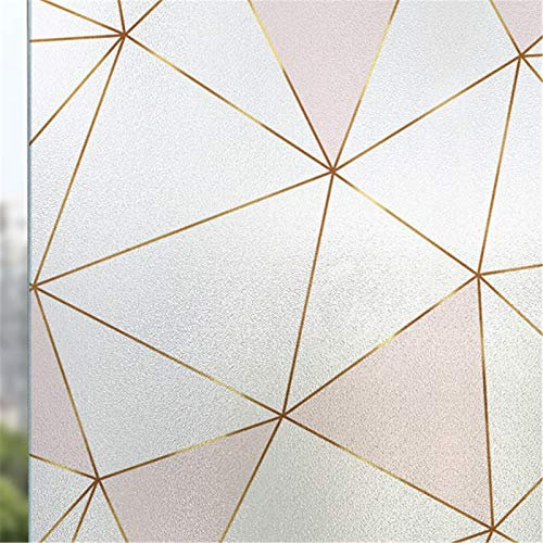 Fengflaw Undurchsichtige Sichtschutzfolie 3D-Blatt Geometriemuster Bildschirm Dekofolie UV-Schutz Glas Tönungs Aufkleber für Türen, Wohnzimmer, Duschkabinen und Badezimmer,D,30x100cm