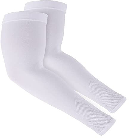 Ruiuzioong Armwärmer Sleeves Ärmlinge Arm Ärmel rutschfest UV Sonnenschutz Armstulpen für Damen Herren Radsport Wandern Laufen Golf Basketball Fahren im Freien Sport (1 Paar:Weiß)