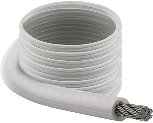 OPIOL QUALITY® 1/1,5 mm Drahtseil 7X7, PVC ummantelt, transparent, Edelstahl A4 (1 Meter) Stahlseil Zubehör Draht Edelstahldrahtseil Geländerseil Hängender Drahtspule
