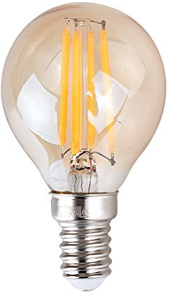 MiniSun | Retro Style 4W LED Filament SES E14 Amber Tinted Golfball Light Bulbs | LED Bulbs, Home Décor & Improvement Essential | Set of 2 | 2700K Warm White