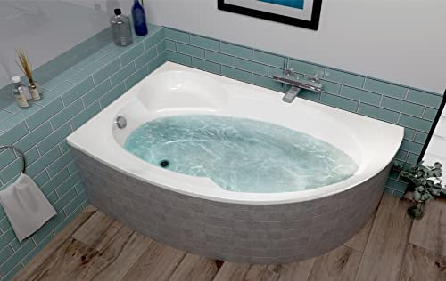 ECOLAM® Badewanne Wanne Eckwanne Eckbadewanne Eck Carmen Acryl weiß 170x100 cm LINKS + Ablaufgarnitur Ab- und Überlauf Automatik Alcaplast Füße Silikon Set