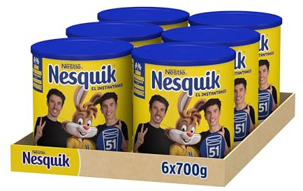 Nesquik NESTLÉ Instantáneo Cacao Soluble 700g Lata-Pack de 6 | Cacao soluble instantáneo para preparar bebida de chocolate, ideal para consumo diario