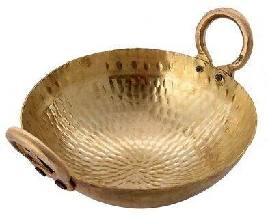 Indian Traditional Kitchen Utensil Brass Kadai Karahi Cooking Kadai Pots & Pan Cooking Woks Capacity 3 Litre - Fastest Delivery with DHL By Indian Collectible
