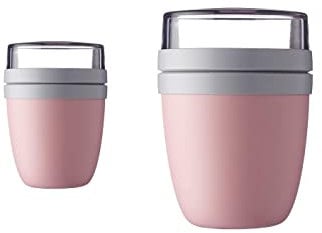 Mepal - Lunchpot Ellipse Duo Pack - Praktischer Müslibecher, Joghurtbecher, To Go Becher - Geeignet für Tiefkühler, Mikrowelle & Spülmachine - 300 & 500 ml - Campus Red