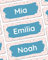 melu kids® Personalisierte Namensaufkleber Kinder - Kleidung & Sonstiges (50 Stück) Kita/Schule - Namensschilder waschmaschinenfest und personalisiert (Punkte)