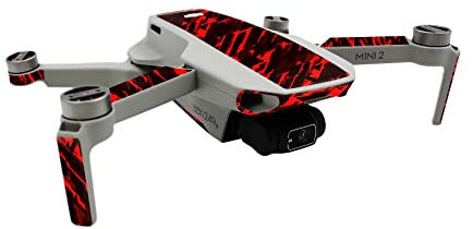 Finest Folia Schutzfolie kompatibel mit Drohne DJI Mini 2 und Controller Aufkleber Set passgenau wasserfest Skin Sticker Design Folie (Teilverklebung, R192-09 Future neon rot)