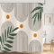 Hnmdmyi Duschvorhang Boho 180x180, Mid Century Abstrakt Grün Blätter Bogen Sonne Badewanne Vorhang Modern Minimalistisch Geometrisch Ästhetisch Kunst Wasserdicht Polyester Stoff Waschbar Badevorhang