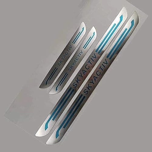 JNIGEL 4 pcs Stainless Steel Car Door Sill Protector for Mazda 2 3 6 Cx-3 Cx-5 Cx-7 Cx-30, Door Sill Welcome Pedal Non-Slip Anti Scratch Threshold Plate Sticker Trim Accessories