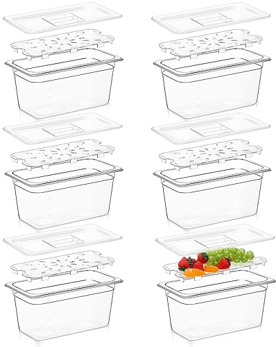 Sunnyray 6 Set 1/3 Size Clear Plastic Polycarbonate Food Pans with Lids
