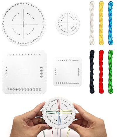 10 Stück Kumihimo Set - Starter Kit Mit Scheiben, Perlen, Perlenschnurscheibe, Kordel - Runde Und Quadratische Disc Für Weben Handwerk