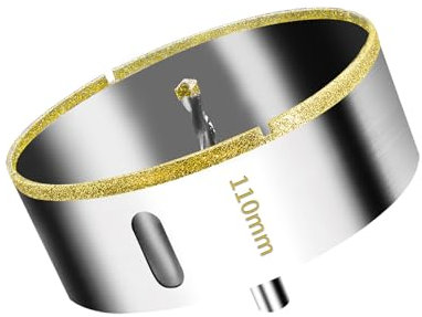Meccion Scie Cloche Diamantée avec Mèche Pilote, Foret Trépan Diamant pour Carrelage, Porcelaine, Verre, Marbre et Céramique (110mm)