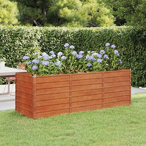 ZEYUAN Jardinière Gris 240x80x77 cm Acier Corten,Jardinières,Jardinieres Exterieur,Bac Jardiniere,Bac à Fleurs Extérieur,Jardinieres Balcon,Jardinières,Jardinieres Exterieur,Bac Jardiniere,