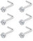 Chriscoco 6 Pièces Piercing Nez Titane G23 Forme L 3mm Cubique Zircone CZ Bijoux de Corps Argent 18G