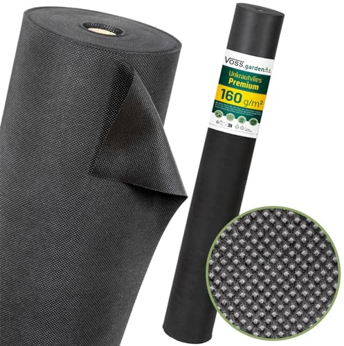 VOSS.garden Unkrautvlies 27,5m² - 160g/m², Premium Gartenvlies 25m x 1,1m, Mulchvlies gegen Unkraut, wasserdurchlässig und reißfest