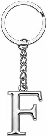 LUODAN Cadeau Femme Homme Porte-clés, Argent A-Z 26 lettre initiale pendentif porte-clés-Cadeaux Sœurs Amitié Collègue Papa Marraine Parrain idées Cadeaux Meilleur Ami Anniversaire (F)