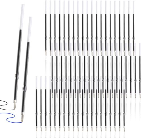 Kugelschreiber minen Set, 60 Stück Kugelschreibermine Ersatz in kugelschreiberminen blau & kugelschreiberminen schwarz. Passend für Kugelschreiber mit 98mm Länge.