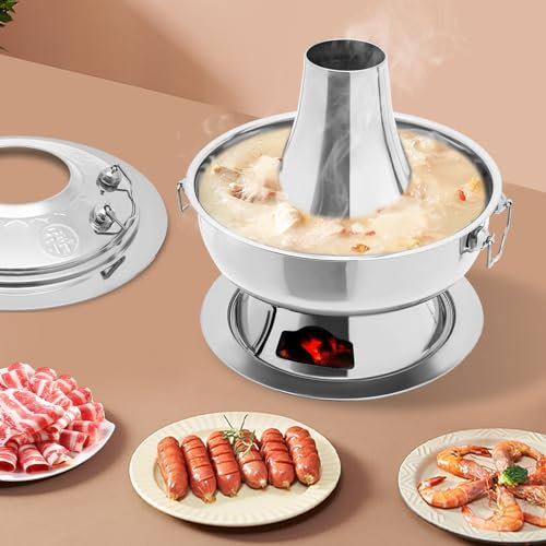 Hot Pot Hot Pot Wok Olla de sopa de acero inoxidable olla caliente shabu olla caliente fondue de carne china hornillo de cordero al aire libre cocina de picnic 2.3L