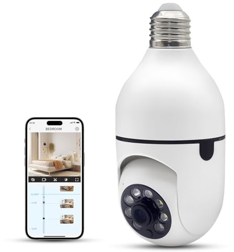YnGia Light Bulb Security Camera Wifi Light Bulb Camera Wireless Socket Security Camera Lightbulb for Home Security with Color Night Vision,Motion Detection (1)