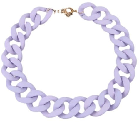 Tesselite Acryl-Halskette-Statement Mattrote Lange Kette Halsketten Für Frauen Vintage Bunte Große Klobige Kette Choker Anhänger Halsketten Modeschmuck,Lila,Einheitsgröße