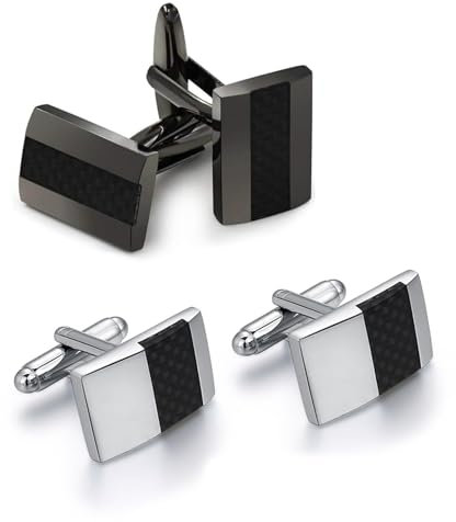 4 Stück Manschettenknöpfe aus Kohlefaser, Personalisierte Manschettenknöpfe, Manschettenknöpfe für Hemden mit Streifen, Manschettenknöpfe, für Geschäftliche Hochzeitsgeschenk für Männer
