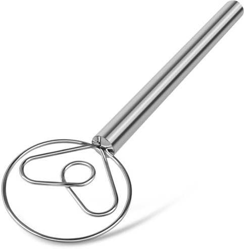 TEEVEA Fouet à pâte danois avec crochet en acier inoxydable style hollandais pour outils de cuisson au levain