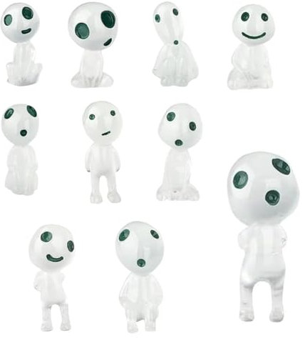 Waldgeister Leuchtend, 20 Stück Prinzessin Mononoke Waldgeister Verschiedene Feengarten-Accessoires Mini Kunstharz Gartendeko Prinzessin Gartendeko Figuren für Garten Topfpflanze, für Schlafzimmer