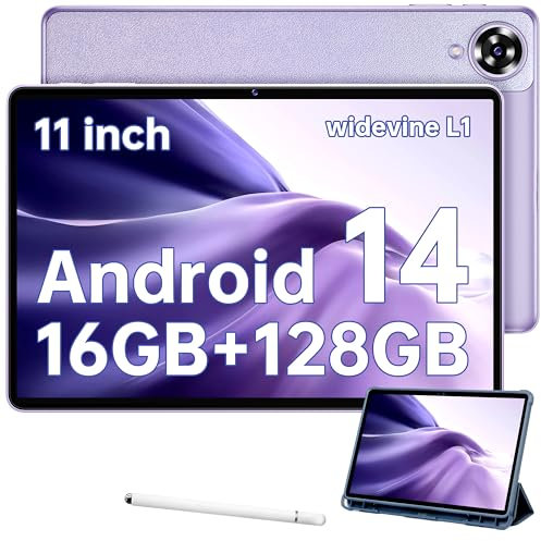 OUKITEL OT11 Tablet 11 inch Android 14-16GB RAM + 128GB ROM (1TB) Tablet, 8000mAh, 13MP+5MP Android Tablets, T606 Octa-Core Tablet, Dual SIM 4G LTE/5G WiFi/OTG/Face ID/BT5.0/GPS, Stylus Pen