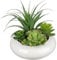 Arborus Plantes succulentes artificielles en pot de 21 cm en pot en céramique blanche pour chambre à coucher, salle de bain, bureau, étagère, rebord de fenêtre