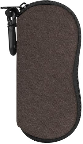 MoKo Brillenetui - [Ultra Lightweight] Neopren Reißverschluss Sonnenbrille Tasche mit Gürtelclip für Brillen, Rahmen, Tragbare Case für Schlüssel, Bleistifte, Karten, Braun