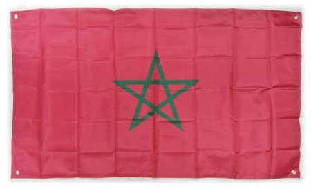 Bandera grande de 150 x 90 cm para balcón con 4 ojales y 4 bridas (Marruecos)