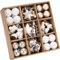 Sea Team 62-Pack Gemischte kleine Weihnachtskugel-Ornamente mit Schnüren, 30/1,18 Zoll kleine Kugeln, Kunststoff-Weihnachtskugeln, zum Aufhängen von Dekorationen für Weihnachtsbäume,(Champagner)