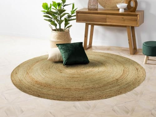 Vente-unique-Teppich rund - D. 150 cm - 100% Jute - Naturfarben - Jaipur