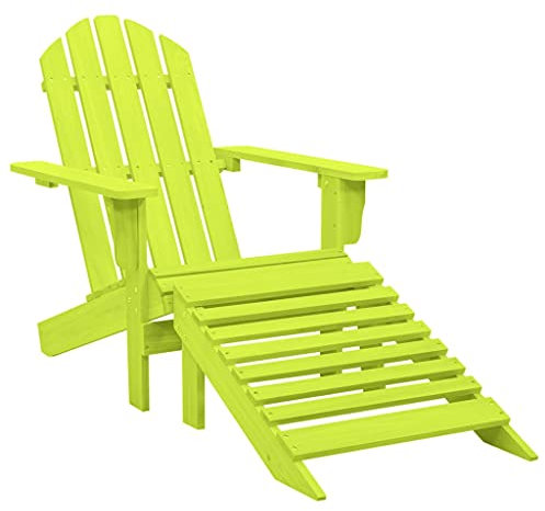 Adirondack-Gartenstuhl mit Fußteil Massivholz Tanne Grün,Bequemer Adirondack Stuhl mit Fußteil aus massivem Tannenholz für Garten und Terrasse in Grün Terrassen Sitzmöbel, Gartenmöbel & Zubehör