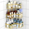 Menbyci 3 Pack Corner Shower Caddy, Corner Shower Shelf with 18 Hooks, Stainless Steel Adhesive Organizer Shelves for Bathroom,Gold
