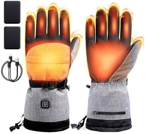 Todeco Beheizbare Handschuhe Handschuhe Herren Winter Handschuhe, 3 Heizstufen wasserdichte Touchscreen Handschuhe, Verbesserte Beheizbare Handschuhe für Wintersport Laufen Radfahren Skifahren