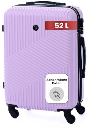 BERTOO Valigia Milano L 52L, bagaglio rigido in ABS viola chiaro con 4 ruote girevoli rimovibili