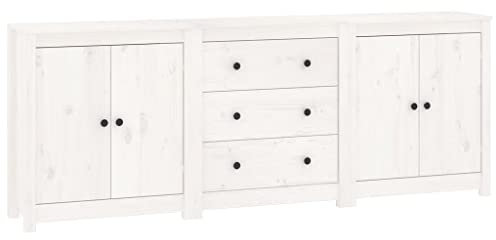 Hommdiy Sideboard Wohnzimmer,Kommoden & Sideboards,Sideboard Holz Breit Weiß 2-STK.140x35x80cm(Tür)