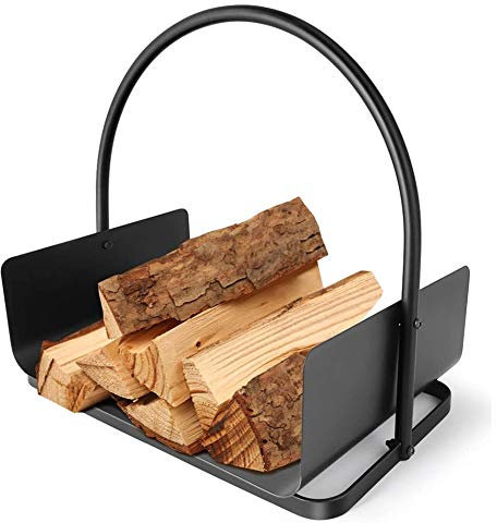 SmPinnaA Fireplace Log Holder 41 X 30 X 53cm, Firewood Holder Log Basket for Wood with Handle, Steel Wood Cradle for Wood Stove Hearth Log Carrier