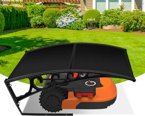 Ollewiellan Mähroboter Garage, Garage für Mähroboter aus PP-Kunststoff,UV-geschütztes Regenhaus für Mähroboter,Mähroboter Wetterschutz,106x87x50cm,Schwarz
