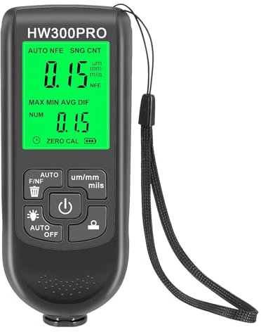 Lackdickenmessgerät, Digitales Lackschichtdickenmessgerät, Tragbares Autolackdickenmessgerät, Magnetische und Nichtmagnetische Prüfung Im Bereich von 0 Bis 2000 UM (BLACK)