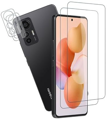 Wondoner [2 + 2 unidades] para Xiaomi 12 Lite Protector de pantalla de cristal blindado para cámara Xiaomi 12 Lite, resistente al desgaste Protector de pantalla Xiaomi 12 Lite, tacto sensible, sin