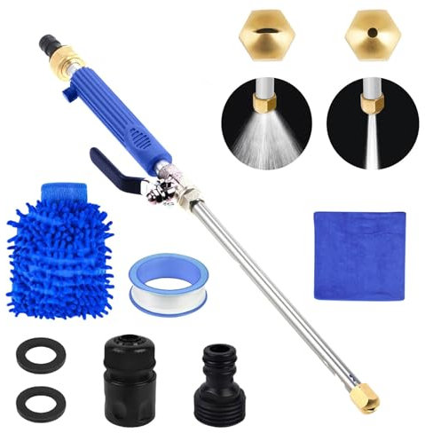 Jetsono, Jet sono hochdruckreiniger, Jetsono Hochdruckdüse für Gartenschlauch, 2-in-1 Düse für Gartenschlauch, Kompakt und Leicht, für Auto Garten. (Blau)