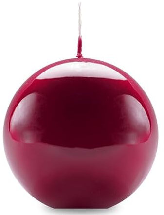 Vela esférica decorativa lacada diámetro 10 cm - Duración 49 horas - Color burdeos - Caja regalo - Cereria Di Giorgio