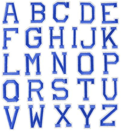 52 Stück Aufnäher zum Aufbügeln mit Buchstaben, Stickerei, Alphabet, Jacke, Hemd, dekorative Flicken für Stoff, Handwerk, Applikationen, Kleidung, Reparaturflicken für Rucksack, Hut, Blau