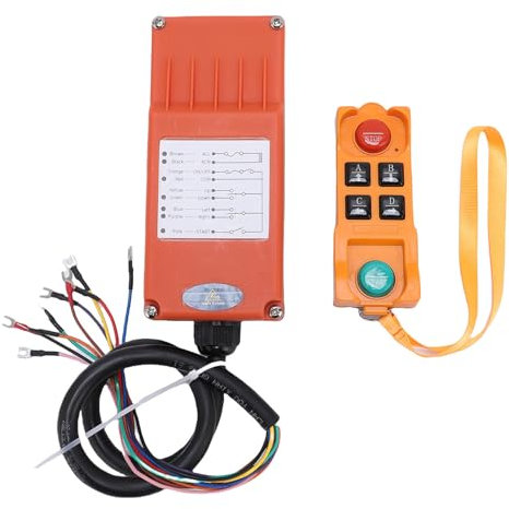 Drahtlose Kran-Fernbedienung, 220V 4-Industrie-Kran-Controller-Hoist-LKW-Fernbedienung, Überkopf-Turm-Brücke-Sender-Empfänger mit Not-Stopp