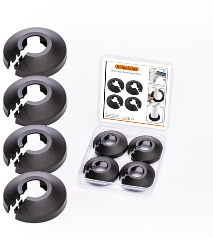 Lot de 4 cache-tuyaux pour tuyau d'arrosage de 1,27 cm de diamètre extérieur de 16 mm pour tuyau mural, décoration de tube (4, noir)