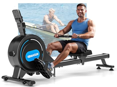 DMASUN Rudergerät für Zuhause, [2026 Neu] Magnetisches Rudergerät mit Upgrade Doppel-Slide-Rails Ultraleise Rudermaschine, 16 Widerstandsstufen, LCD-Datenanzeige, Bis 160kg Belastbar